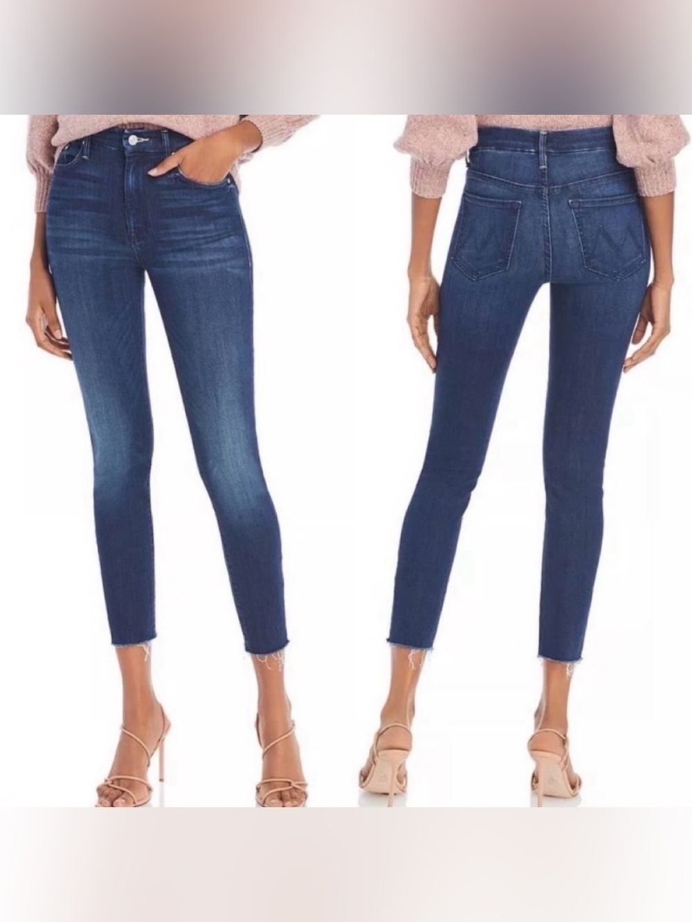 MOTHER The High Waisted Looker Ankle Fray Big Sky Jeans Size 27 Skinny Denim